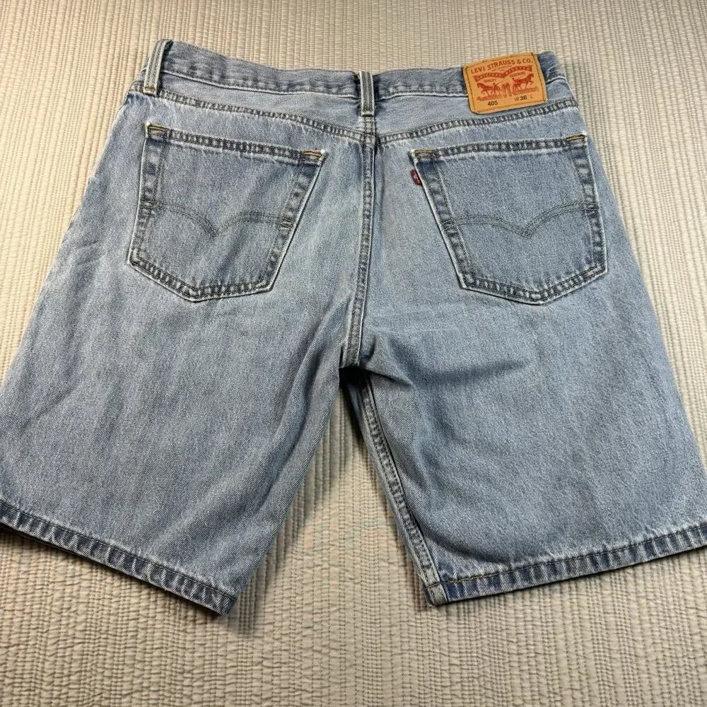 Levis Blue Jean Shorts 405 Mens 36 X 10 Jorts Y2K Dad Retro Skater Americana